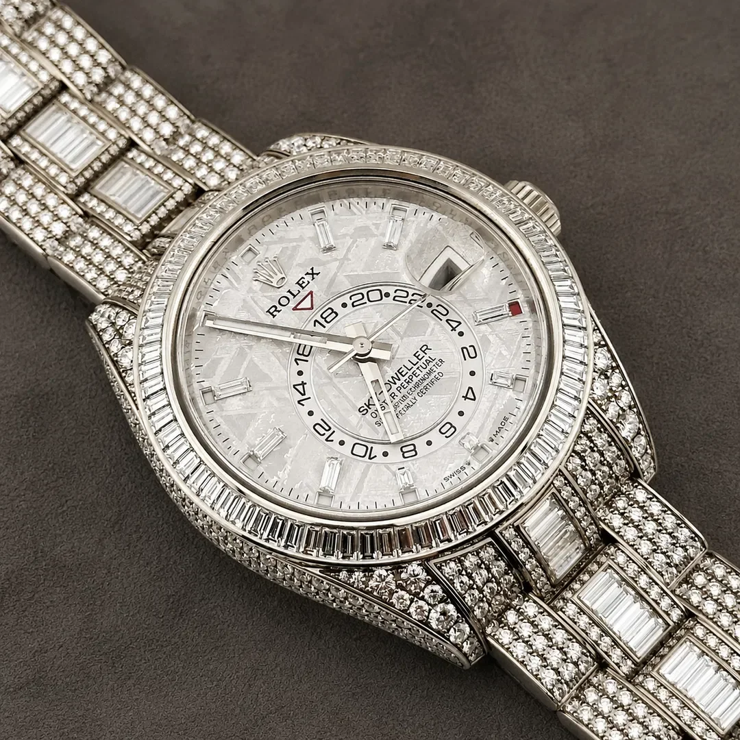 Rolex Sky-Dweller set with diamonds and baguettes